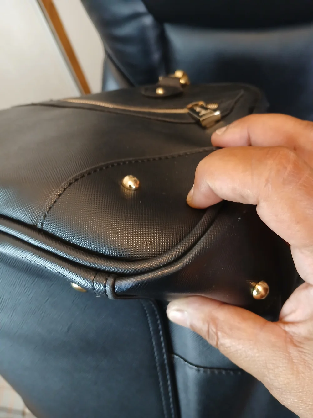 bebe Black Leather Weekender Bag